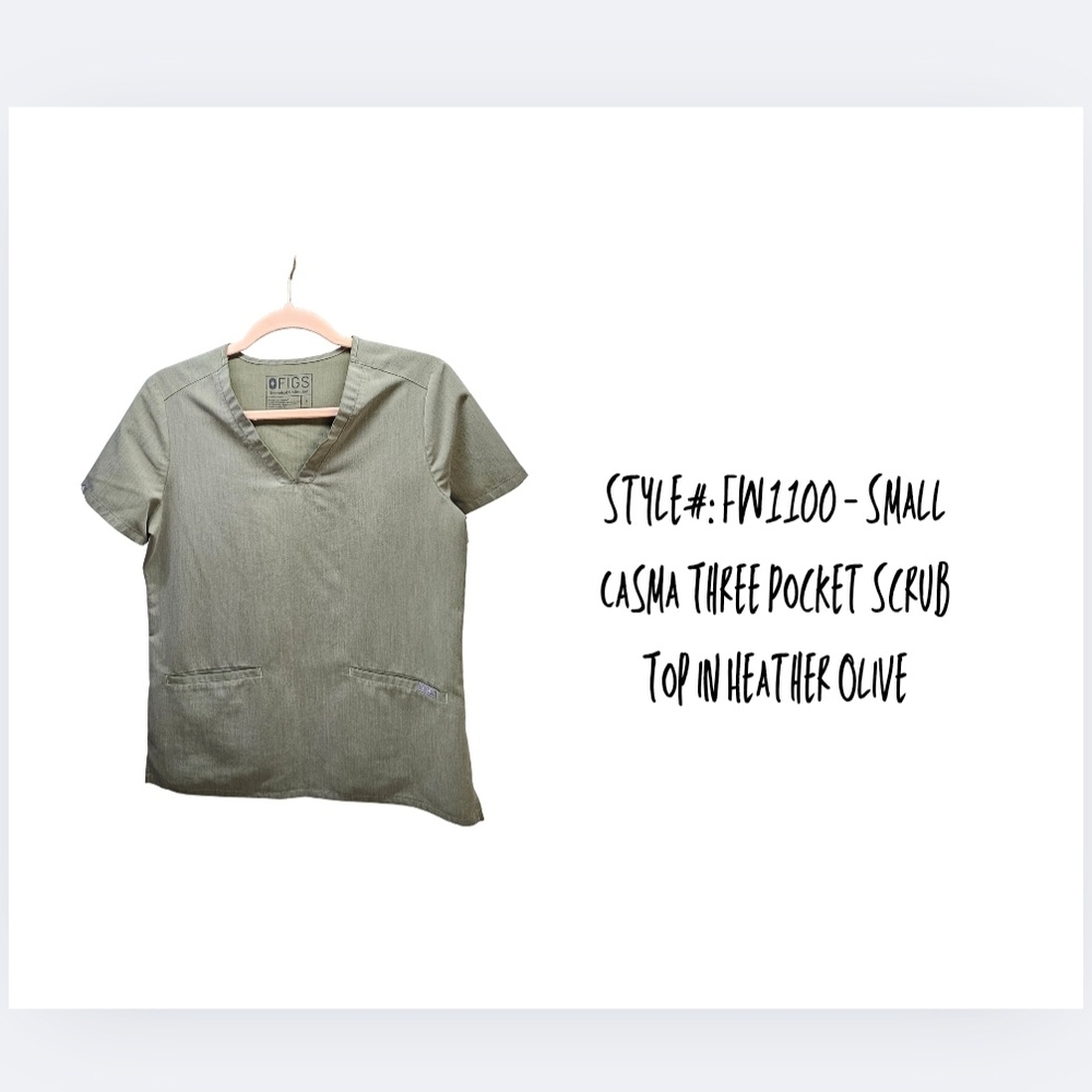 Figs Heather Olive Moss Scrub Top